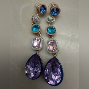 Elegant Multicolor Crystal and Acrylic Drop Earrings NWOT